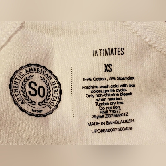 TWO (2) NWT SO Intimates Cotton Love Bralette Size XS White with Gray Band - Picture 6 of 7